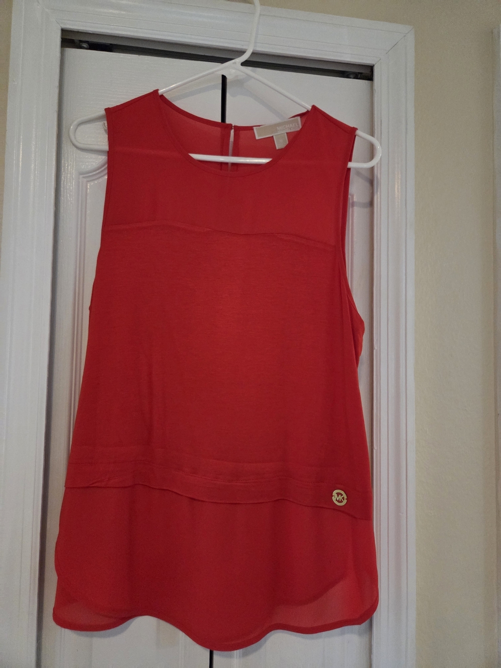Michael Kors Bright Red Sleeveless Chiffon Layered Camisole